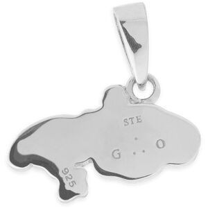 Pendentif Argent 925 Email Carte Martinique Yole 17*15mm Avec Bélière