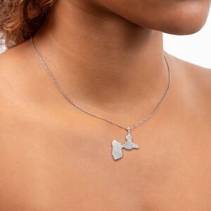 Pendentif Argent 925 Carte Guadeloupe 19*21mm Avec Bélière