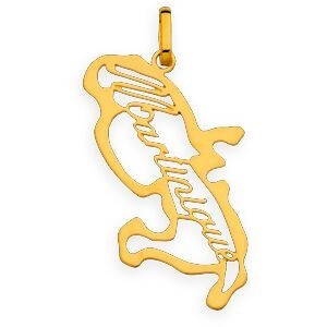 Pendentif Or 750 Carte Martinique 16*30mm Avec Bélière