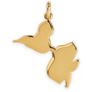 Pendentif Plaqué Or Carte Guadeloupe Colibri 27*32mm Avec Bélière