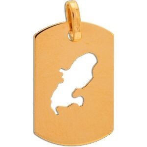 Pendentif Or 375 Carte Martinique 11.5*20mm Avec Bélière