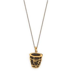 Pendentif Acier Bicolore Gwoka Couleur Noire 22*35mm Avec Bélière
