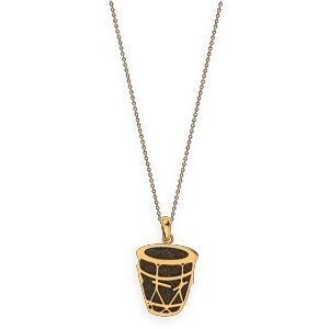 Pendentif Acier Bicolore Gwoka Couleur Noire 22*35mm Avec Bélière