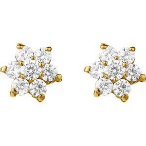 Boucles D'oreilles Or 375 Fleur Zirconium 7mm Fermoir Or 375 Silicone