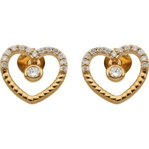 Boucles D'oreilles Plaqué Or Cœur Zirconium 11mm