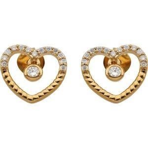 Boucles D'oreilles Plaqué Or Cœur Zirconium 11mm