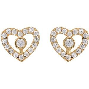 Boucles D'oreilles Cœur Zirconium 7.5*6.7mm Or 375Silicone