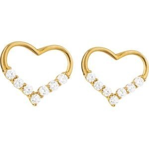 Boucles D'oreilles Cœur Zirconium 9*8mm Or 375 Fermoir Silicone