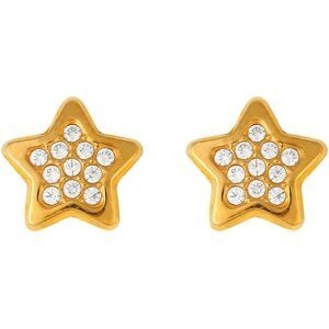 Boucles D'oreilles Etoile Zirconium 8mm Or 375 Fermoir Silicone