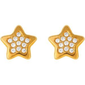 Boucles D'oreilles Etoile Zirconium 8mm Or 375 Fermoir Silicone