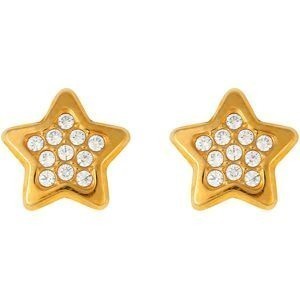 Boucles D'oreilles Etoile Zirconium 8mm Or 375 Fermoir Silicone