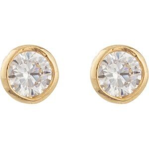 Boucles D'oreilles Zirconium 4mm Serti Clos Plaqué Or