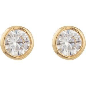 Boucles D'oreilles Zirconium 4mm Serti Clos Plaqué Or