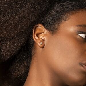 Boucles D'oreilles Zirconium 4mm Serti Clos Plaqué Or