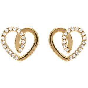 Boucles D'oreilles Cœur Zirconium 10mm Plaqué Or