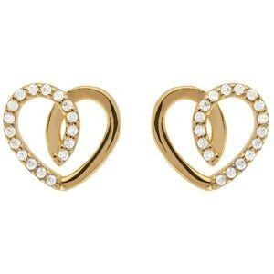 Boucles D'oreilles Cœur Zirconium 10mm Plaqué Or