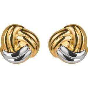 Boucles D'oreilles Or 375 Bicolore Nœud 8.5mm Fermoir Or 375 Sicilone