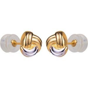 Boucles D'oreilles Or 375 Bicolore Nœud 8.5mm Fermoir Or 375 Sicilone