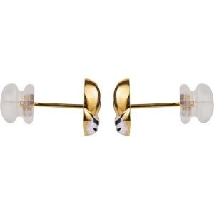 Boucles D'oreilles Or 375 Bicolore Nœud 8.5mm Fermoir Or 375 Sicilone