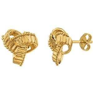 Boucles D'Oreilles Plaqué Or Nœud Strié 14mm