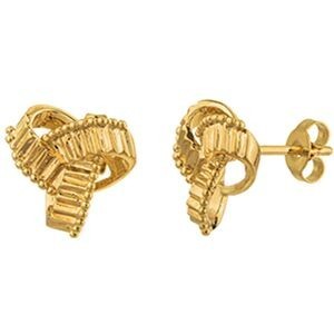Boucles D'Oreilles Plaqué Or Nœud Strié 14mm