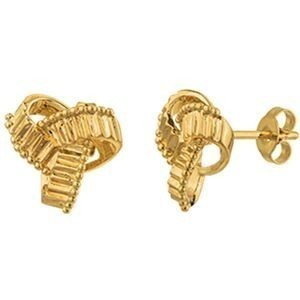 Boucles D'Oreilles Plaqué Or Nœud Strié 14mm