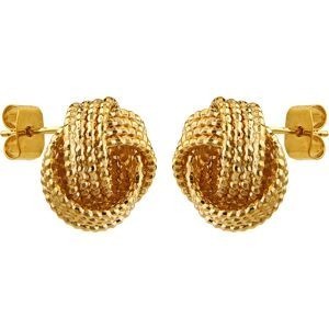 Boucles D'Oreilles Plaqué Or Nœud Strié 14mm