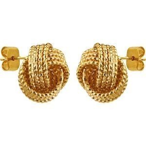 Boucles D'Oreilles Plaqué Or Nœud Strié 14mm