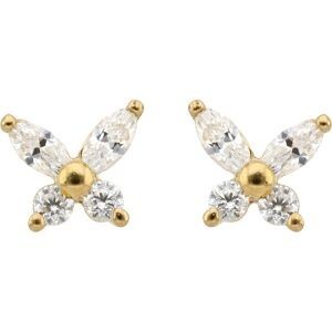 Boucles D'oreilles Or 375 Papillon Zirconium 5.2*4.7mm Fermoir Or 375 Silicone