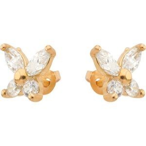 Boucles D'oreilles Or 375 Papillon Zirconium 5.2*4.7mm Fermoir Or 375 Silicone