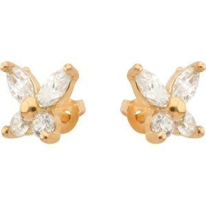 Boucles D'oreilles Or 375 Papillon Zirconium 5.2*4.7mm Fermoir Or 375 Silicone