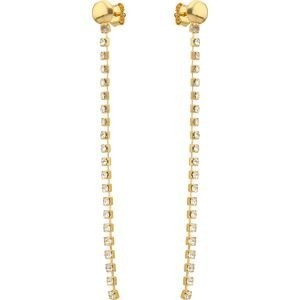 Boucles D'oreilles Plaqué Or Cristal Blanc Pendant 7mm