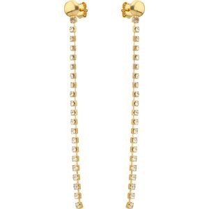 Boucles D'oreilles Plaqué Or Cristal Blanc Pendant 7mm