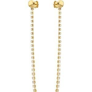 Boucles D'oreilles Plaqué Or Cristal Blanc Pendant 7mm