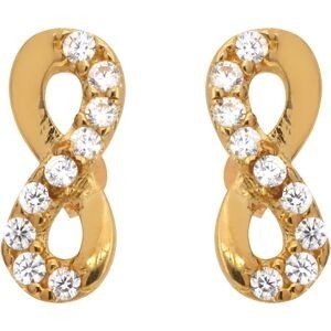 Boucles D'oreilles Or 375 Infini Zirconium 4*8mm Fermoir Or 375 Sicilone