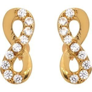 Boucles D'oreilles Or 375 Infini Zirconium 4*8mm Fermoir Or 375 Sicilone