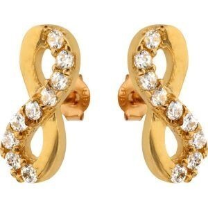 Boucles D'oreilles Or 375 Infini Zirconium 4*8mm Fermoir Or 375 Sicilone