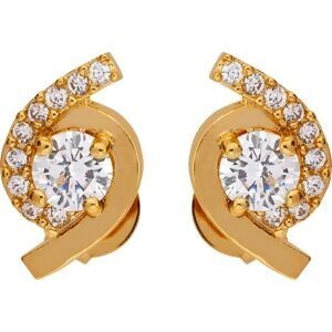 Boucles D'oreilles Plaqué Or Fantaisie 7*11mm Zirconium Centre 4mm