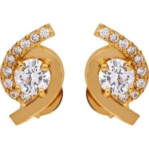 Boucles D'oreilles Plaqué Or Fantaisie 7*11mm Zirconium Centre 4mm