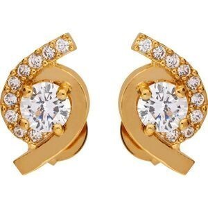 Boucles D'oreilles Plaqué Or Fantaisie 7*11mm Zirconium Centre 4mm