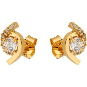 Boucles D'oreilles Plaqué Or Fantaisie 7*11mm Zirconium Centre 4mm