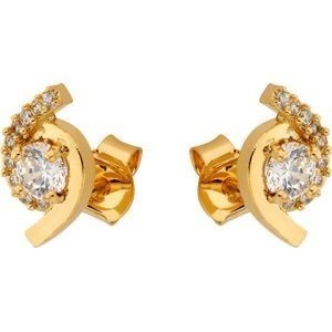 Boucles D'oreilles Plaqué Or Fantaisie 7*11mm Zirconium Centre 4mm