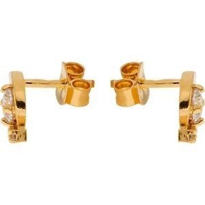 Boucles D'oreilles Plaqué Or Fantaisie 7*11mm Zirconium Centre 4mm