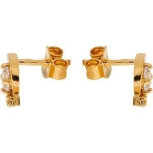 Boucles D'oreilles Plaqué Or Fantaisie 7*11mm Zirconium Centre 4mm