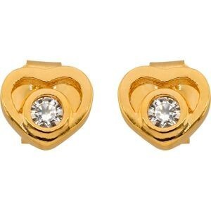 Boucles D'oreilles Plaqué Or Cœur Zirconium 6mm