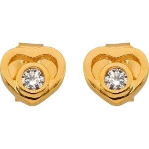 Boucles D'oreilles Plaqué Or Cœur Zirconium 6mm