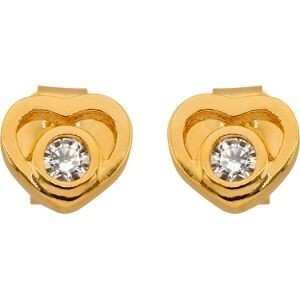 Boucles D'oreilles Plaqué Or Cœur Zirconium 6mm