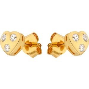 Boucles D'oreilles Plaqué Or Cœur Zirconium 5.8*5.3mm