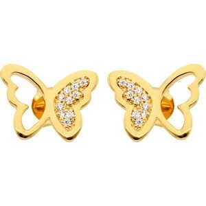 Boucles D'oreilles Plaqué Or  Papillon Zirconium 10*13mm