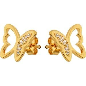 Boucles D'oreilles Plaqué Or  Papillon Zirconium 10*13mm